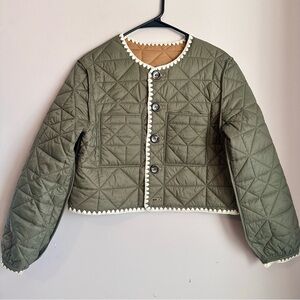 NWT Reversible Whipstitch Quilted Buttoned Jacket - Tan/Green